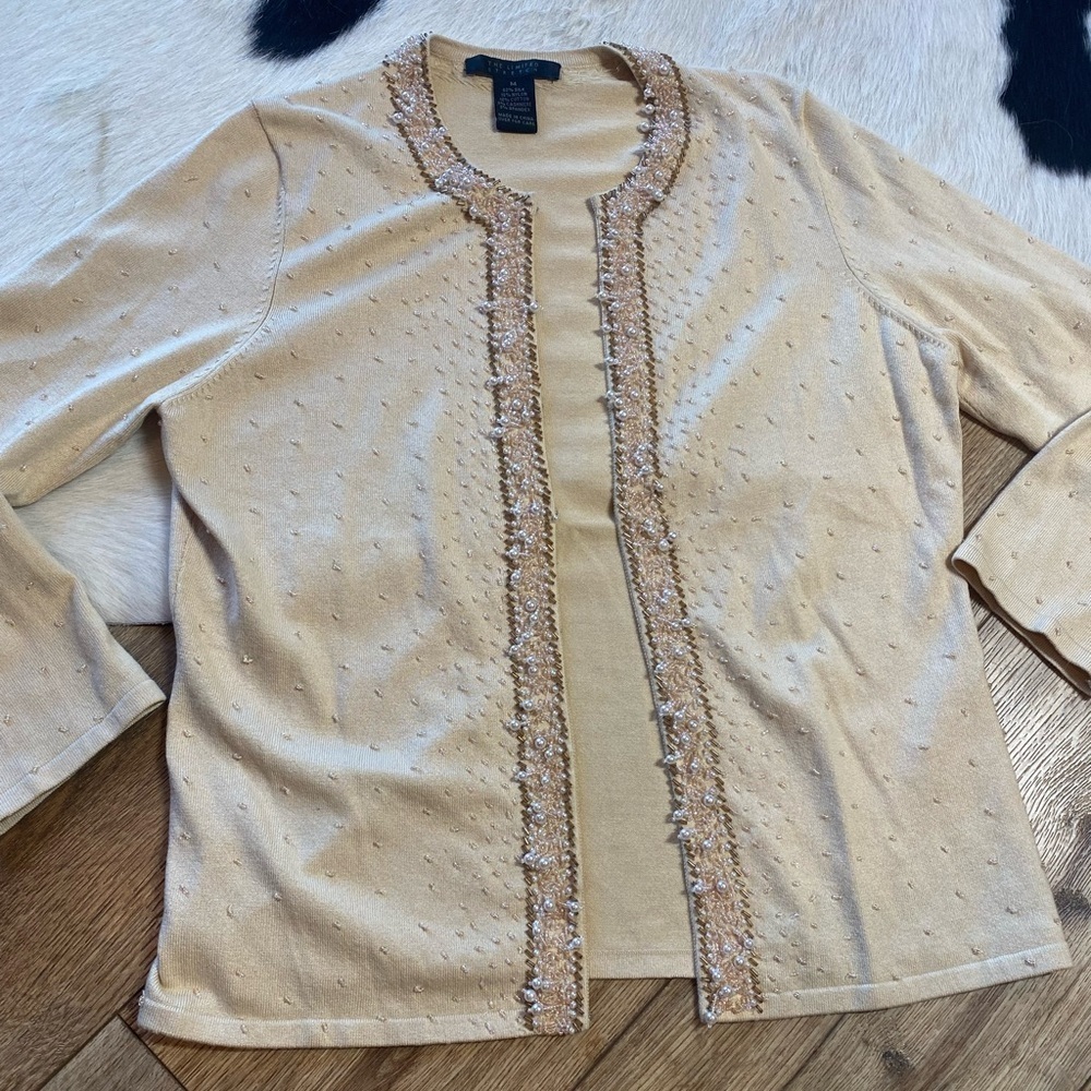 The Limited Silk beaded vintage grandmacore Cottagecore sweater cardigan - Picture 2 of 8